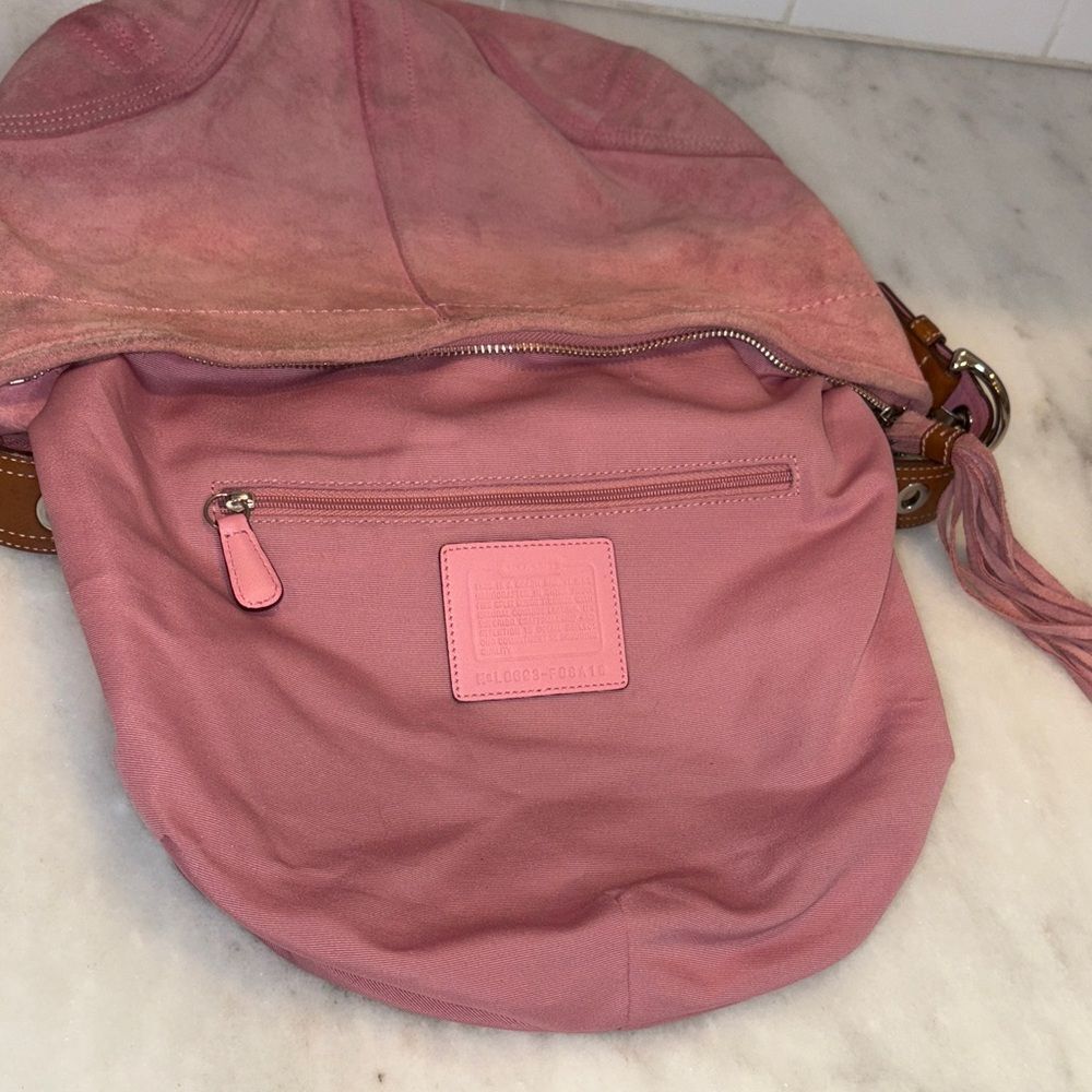 COACH Bag Purse Handbag Soho Y2K Vintage Legacy Suede Leather Pink Hobo Shoulder - Picture 14 of 17